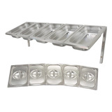 Pizzarola Condimentadora Parede Inox 5 Cubas 1/4 Com Tampas