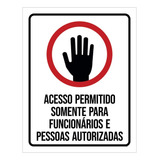 Placa Acesso Permitido Funcionários Autorizadas 18x23