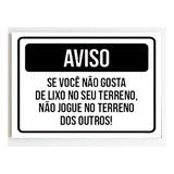 Placa Aviso Não Jogue Lixo No