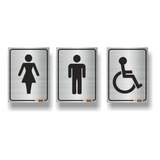 Placa Banheiro Masculino Feminino Def Pvc 1mm Ades Escovado