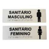 Placa Braille Banheiro Kit Masculino/feminino Acrílico