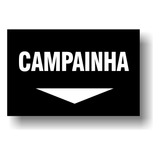 Placa Campainha Seta Baixo 10x6cm Preto Pvc