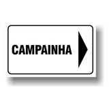 Placa Campainha Seta Direita 10x6cm Fundo Branco Pvc