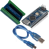 Placa Compatível Arduíno Nano Cabo Usb Placa Base Borne Nano