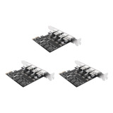 Placa De Expansão 3x 4 Portas Usb 3.0 Pci Express Pcie Pci-e