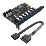 Placa De Expansão Orico Pvu3-7u-v1 De 7 Portas Usb3.0 Pci-e