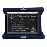 Placa De Homenagem Advogado Estojo De Veludo Personalizada