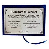Placa De Homenagem Capa Veludo P/ Inauguração Agradecimento