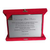 Placa De Homenagem Em Aço Inox 10x15cm Com Estojo De Veludo 