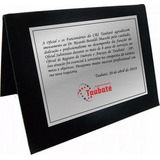 Placa De Homenagem Em Aço Inox 15cmx10cm Estojo Capa 5 Unid