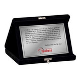 Placa De Homenagem Em Aço Inox 21cm X 15cm Com Estojo Caixa