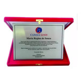 Placa De Homenagem Em Aço Inox Com Estojo De Veludo 15x20cm