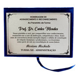 Placa De Homenagem Professor Personalizada Com Capa Veludo