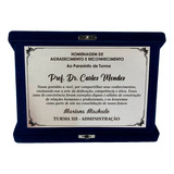 Placa De Homenagem Professor Personalizada Com Estojo