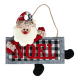 Placa De Porta Enfeite Papai Noel Natalino 25cmx20cm