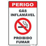 Placa De Sinalização | Gás Inflamável Proibido Fumar | 20x30