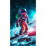 Placa Decorativa (quadro) Astronauta Snowboard Na