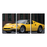 Placa Decorativa 68x126 Carro Amarelo Retrô