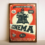 Placa Decorativa Cartaz Vintage Amo Cinema Cinéfilo