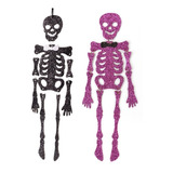 Placa Decorativa Esqueleto Com Glitter Halloween
