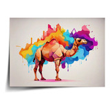 Placa Decorativa Quadro Camelo Dromedario Aquarela