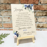 Placa Decorativa Recepção Casamento Flores Azuis