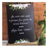 Placa Decorativa Recepção Casamento Fundo Preto