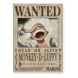 Placa Decorativa Wanted Gear 5 Luffy One Piece Anime A4
