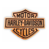 Placa Em Madeira Maciça Harley Davidson 80x60cm