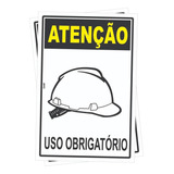 Placa Epi Atenção Uso Obrigatório Capacete 2 Unidades