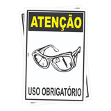 Placa Epi Atenção Uso Obrigatório Óculos Proteção 2 Unidades