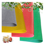 Placa Folha De Eva Com Glitter 40x60 - Kit 4 Cores Natal