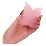 Placa Gua Sha Pedra Quartzo Rosa Borboleta Massagem Facial