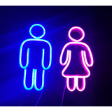 Placa Luminoso Led Neon Banheiro, Boneco, Fem E Masc. Wc