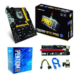 Placa Mãe Mineração Biostar Tb250-btcpro + G5420 + 6 Risers