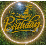 Placa Neon Happy Birthday Letra Decorativa
