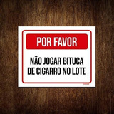 Placa Por Favor Não Jogar Bituca Cigarro Lote 18x23