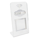 Placa Qr Code Wifi Balcão Comercio Acrilico Cristal 8 X 15cm Cristal Com Prata