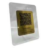 Placa Qrcode Pix Acrílico Dourado E Cristal Personalizado 