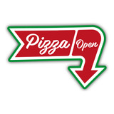 Placa Quadro Flecha Pizza Open -