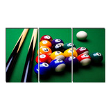 Placa Quadro Painel Bar Sinuca Bilhar Snooker 3 Peças 90 Cm