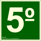 Placa S17-5 Fotoluminescente 5° Andar 16cm X 16cm