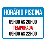 Placa Sinalização - Horário Piscina Temporada 27x35
