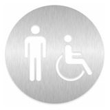 Placa Sinalização Banheiro Masculino E Cadeirante Aço Inox