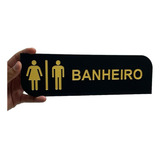 Placa Sinalização Banheiro Wc Acrílico Preto Com Dourado