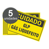 Placa Sinalização Cuidado Glp Gás Liquefeito Kit C\5 Unid.
