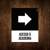 Placa Sinalização Ícone - Acesso À Academia Direita 27x35