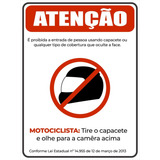 Placa Sinalização Proibido A Entrada Com Capacete 30x40