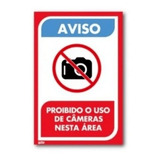 Placa Sinalização Pvc 30x20 Aviso Proibido Uso De Câmeras