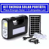 Placa Solar + 3 Lâmpadas Bulbo Led Lanterna Carrega Celular
